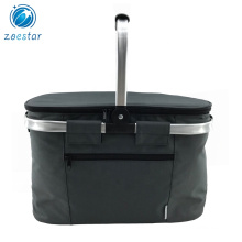 Folding Cooler Picnic Basket Box Insulated Cooler Shopping Bag for Outdoor Camping